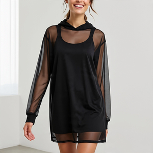 Sweat à capuche en maille transparente pour femmes Workout Fitness Sweat à capuche transparent pour femmes Gym Running Sportswear See Through Hoodie - Product Image 3