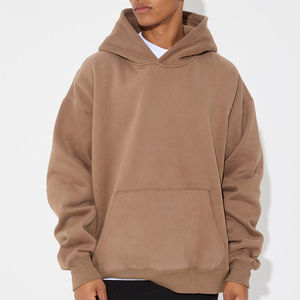 Pull à capuche 100% coton pour hommes, sweat à capuche surdimensionné à épaules tombantes, sweats à capuche fonctionnels vierges de poids lourd thermique, vente en gros - Product Image 5