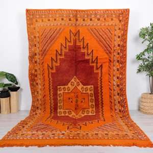 พรมโมร็อกโกแท้ ทำมือจากขนสัตว์ ลายเบอร์เบอร์แบบดั้งเดิม สไตล์วินเทจและโมเดิร์น สำหรับตกแต่งบ้าน - Product Image 1