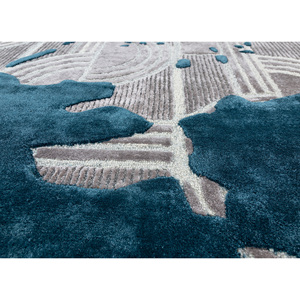 Alfombra de Lana y Viscosa Azul Adrift, Tejida a Mano, Estilo Clásico Tra-15045 (Cs-01), Rectangular, Abstracta, 10 mm, para Sala de Estar o Pasillo - Product Image 3