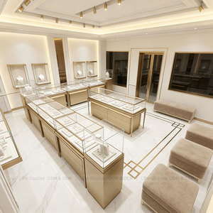 Comptoir de présentation de bijoux en forme de <span class=keywords><strong>L</strong></span> avec éclairage LED, vitrine à bijoux pour la décoration de plafond intérieur dans les bijouteries - Product Image 5