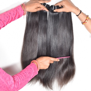 Vente en gros Paquets de cheveux naturels bruts pour femmes noires Dentelle pour cheveux droits sans enchevêtrement Temple indien Cheveux humains Vague naturelle - Product Image 5