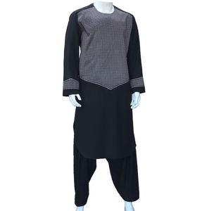 Respirant noir broderie imprimé conception à la mode traditionnel Shalwar Kameez musulmans pakistanais pachtoune punjabi robe afghane - Product Image 4