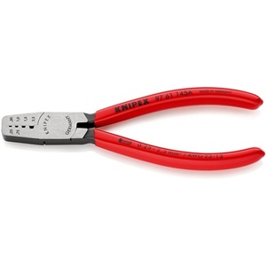 คีมย้ำปลายสายไฟแบบขัดเงา KNIPEX 0.25-2.5 มม. ความยาวรวม 145 มม. เคลือบพลาสติกสำหรับ AWG 23-13 - Product Image 1