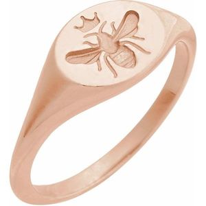 Intaglio Bee Signet <b>Ring</b> Fashionable Stainless Steel Gold-Plated <b>Ring</b> with Princess Cut Diamond 18K Plating Trendy Animal Cut - Product Image 1