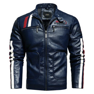 Chaqueta de cuero PU de moda para hombre, chaqueta de motorista de cuero para hombre, chaqueta Parka de Material de alta calidad, abrigo de motocicleta para hombre - Product Image 2