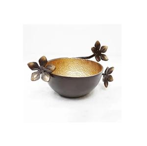 Bol de service de fruits décoratif de haute qualité fabriqué à la main avec finition plaquée or et support en métal en aluminium - Product Image 5