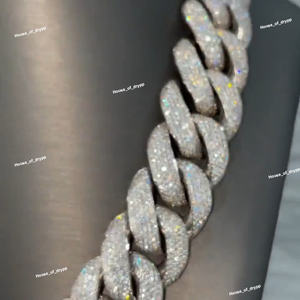 Collier cubain glacé de créateur, finition argent 925, aspect diamant moissanite, chaîne lourde de luxe hip-hop - Product Image 2