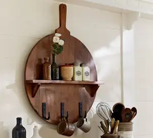 Soporte decorativo para tazas personalizado, ganchos de almacenamiento colgantes de montaje en pared de madera para cocina y baño, llave de madera y toallero
