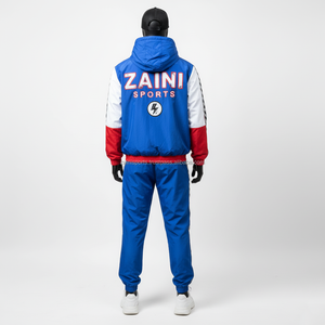 Ensemble coupe-vent de haute qualité pour hommes, survêtement en polyester doux, bleu, blanc, rouge, logo personnalisé, ensemble coupe-vent brodé, grande taille - Product Image 2