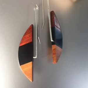 INPIRED DANGLES Feuille D'or Noir Blanc Résine Coeur Forme Boucles D'oreilles Carré Rond Géométrique En Bois Résine Boucles D'oreilles - Product Image 5