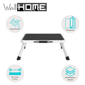 Well Home - Taburete Plegable de Metal Antideslizante de 1 Paso en Blanco y Negro, Muebles para el Hogar - Product Image 2