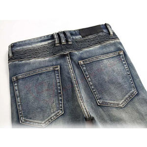 Jeans de motorista de alta calidad para hombre, pantalones vaqueros rasgados desgastados, Pantalones vaqueros de Motor con parches rayados, pantalones vaqueros para hombre - Product Image 5