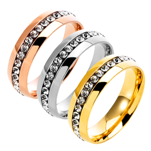 Thời trang tối giản Unisex trang sức phụ kiện dát với một hàng của kim cương chống thấm nước chống gỉ vòng thép không gỉ - Product Image 6