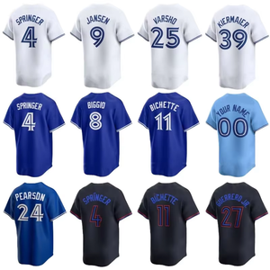 Unisex Toronto Baseball Jersey <b>Shirts</b> Custom Wear Stitched Heat-Transfer Printed Uniforms Logos Short Blue White 100% <b>Polyester</b> - Product Image 1