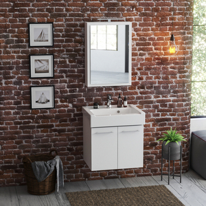 Mueble de Baño Suspendido con Lavabo de Cerámica de 2 Puertas - Product Image 1