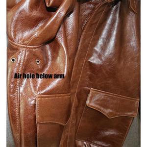 บอมเบอร์แจ็คเก็ตหนังวัวแท้สำหรับผู้ชาย, แจ็คเก็ตหนังวัวแท้คอตั้ง - Product Image 6