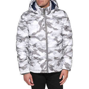 Men's Woolen Puffer Jacket Hood High Street Style Zipper Front OEM Service Available Standard Big Tall Sizes Winter Collection - Product Image 1