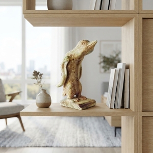 Handcrafted <b>wooden</b> penguin statue sculpture <b>rustic</b> teak carved bird figurine standing art piece table accent decor setup unit - Product Image 3