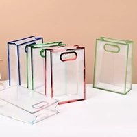Sac en PP transparent givré MU Golden Flash avec poignée, pour emballage cosmétique, vêtements, cadeaux, shopping, mariage