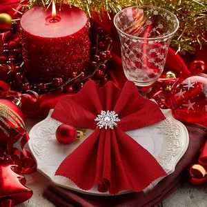 Rond de serviette en argent allemand fait à la main Rond de serviette en strass Flocon de neige pour décoration de fête Table à manger Décor de table de tous les jours - Product Image 1