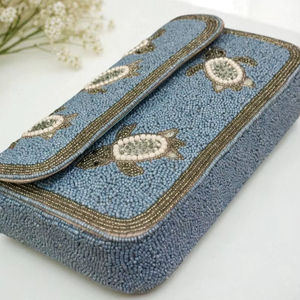 Bolso con cuentas multicolor con asa, bolso de mano, bolso de mano informal, artesanía india, hecho a mano, bolso Baguette, - Product Image 1