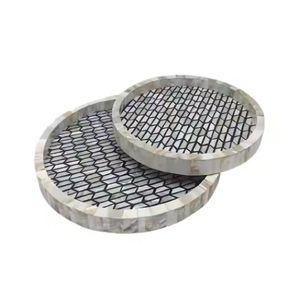 <b>Set</b> of 2 Custom Shape Wood and Metal Islamic Work Platters Prime Quality Food <b>Serving</b> Platters for Restaurant <b>Serving</b> Platters - Product Image 4
