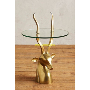 Juego de mesa auxiliar de diseño de corte Floral dorado de lujo con tapa de cristal, mesas de centro decorativas hechas a mano para decoración para sala de estar - Product Image 6