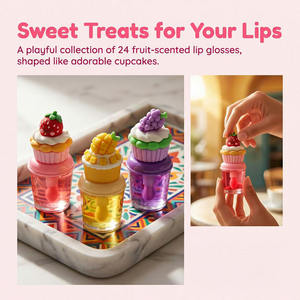 Rimocoo Cute Dessert & Ice <b>Cream</b> Shaped <b>Lip</b> Gloss Set Shimmer Hydrating Long Lasting Plumping <b>Lip</b> Makeup Halal Certified - Product Image 3