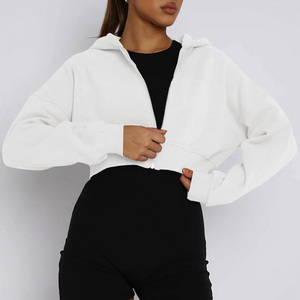 Sudadera con capucha recortada para mujer con logotipo personalizado bordado de impresión OEM ODM ropa informal personalizada fabricante directo de fábrica - Product Image 3