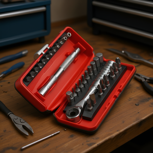 ชุดเครื่องมือ Facom 31 ชิ้น ประกอบด้วยด้ามขันแบบมีฟันเฟืองขนาด 1/4 นิ้ว พร้อมหัวบล็อกขนาดเมตริก - Product Image 3