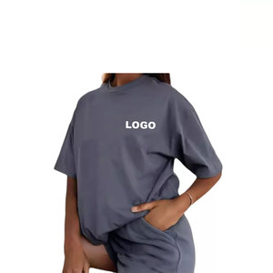 Prix de gros 2025 sur mesure femmes été à manches courtes ensembles décontractés broderie impression Logo mode Simple motif solide - Product Image 3