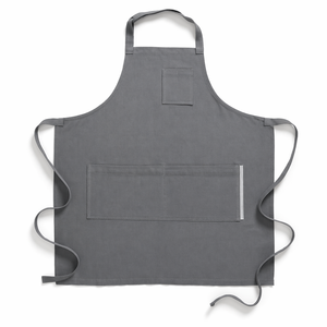 Simple Gray Canvas Bib <b>Apron</b> with Pockets Machine Washable Eco-Friendly for Cleaning Supplies - Product Image 1