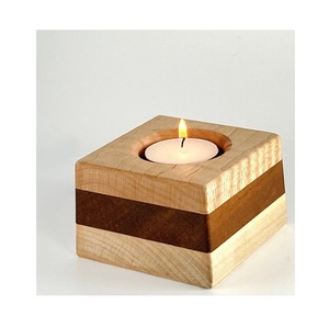 Handcrafted wooden T <b>light</b> holder bringing warm glow with natural grain texture for enhancing cozy home decor tone - Product Image 5