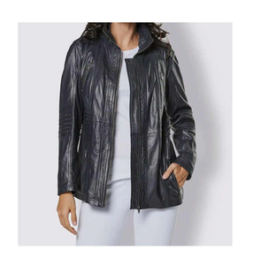 2024 chaqueta universitaria de cuero genuino delgada de moda para mujer nueva cremallera sólida de gran tamaño verano montar motocicletas tejidas teñidas - Product Image 4