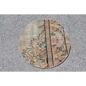 Tapis vintage en laine turque 180x240 pouces classique Beige Patchwork Design fait à la main modèle de couloir rectangulaire pour chevet des adolescents - Product Image 1