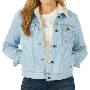Veste en jean classique pour femmes, respirante, unie, couleur unie, tissu tendance - Product Image 1