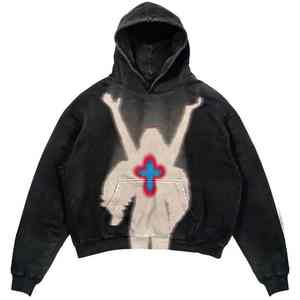 Hombres sudaderas con capucha de impresión de pantalla personalizada pulóver algodón polar Sudadera con capucha de gran tamaño al por mayor Streetwear moda gimnasio Activewear - Product Image 4