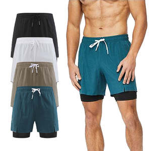 กางเกงขาสั้นผ้าย้อมสีพื้นสำหรับผู้ชายกางเกงขาสั้นสำหรับใส่วิ่งเล่นยิมของผู้ชายดีไซน์แนวสตรีททรงสูงพิมพ์โลโก้ - Product Image 2