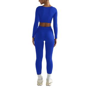 Ensemble de yoga pour femmes, dernier style, faible MOQ, vente directe d'usine, haute qualité, 2 pièces, écologique, respirant, taille haute - Product Image 3