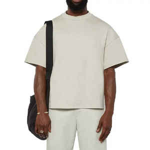 T-shirt surdimensionné 100% coton personnalisé pour hommes, grande et grande taille avec logo imprimé, tricoté à coupe ample - Product Image 3