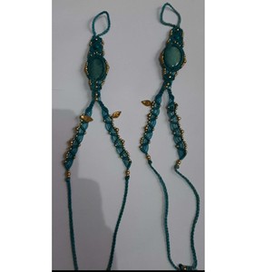 Tobillera de Macramé con Cuarzo Ahumado Hecha a Mano, Ajustable, Estilo Boho, con Dijes de Latón, Diseño Personalizado, Joyería para Pies para Fiestas - Product Image 4