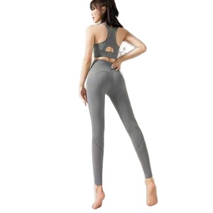 Ensemble haut côtelé sans couture et legging court, Logo personnalisé, couleur unie, soutien-gorge de Yoga et Leggings, entièrement Sublimation - Product Image 1