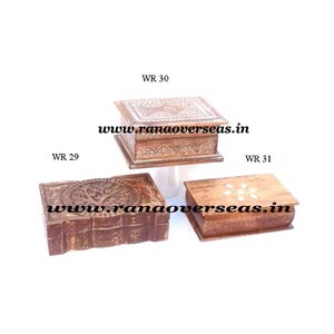 Ensemble de 3 boîtes de rangement en bois vintage, artisanat décoratif, organisateur pour la maison, le bureau, les bijoux et la collection de cadeaux - Product Image 5