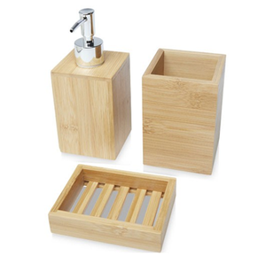 Ensemble de salle de bain en bois distributeur de savon en bois 4 pièces pompe porte-brosse à dents porte-gobelets ensemble de salle de bain en bois - Product Image 3