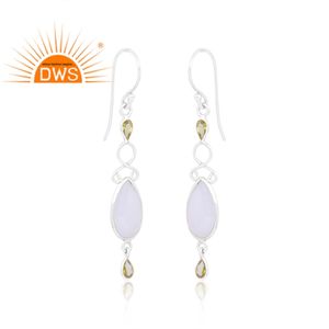Pendientes colgantes de piedras preciosas de Calcedonia lavanda y peridoto natural de Plata de Ley 925 más vendidos, fabricante de joyería personalizada - Product Image 3