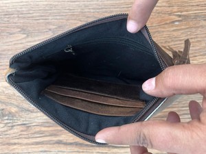 Bolso de cuero de piel metálica para mujer, cartera elegante con borla de Color rechoncho, billetera de cuero de piel para tarjetas de crédito y teléfono - Product Image 6