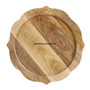 Assiette de présentation en bois naturel Assiette de présentation ronde de qualité supérieure Assiette de présentation en bois de luxe décorative pour mariage - Product Image 1