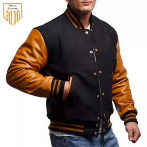 Chaqueta universitaria de cuero de calidad superior de venta superior Abrigos de cuello alto con logotipo universitario y béisbol bordados personalizados - Product Image 3