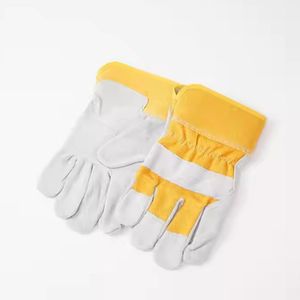 Guantes DE TRABAJO estilo conductor para hombre Función antideslizante de cuero dividido de cerdo amarillo - Product Image 5